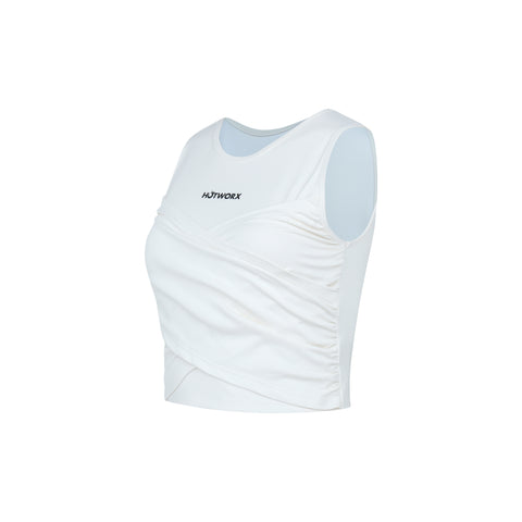 [TOP : HTK019] HOTWORX PEONY SHIRRING CROP TOP / CREAM