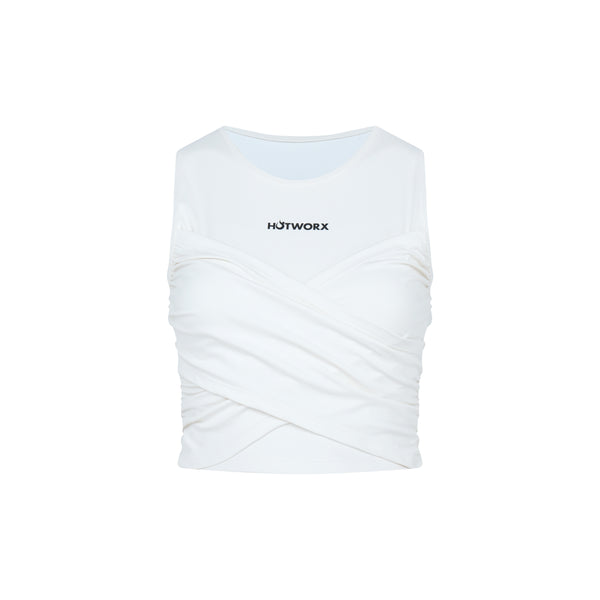 [TOP : HTK019] HOTWORX PEONY SHIRRING CROP TOP / CREAM